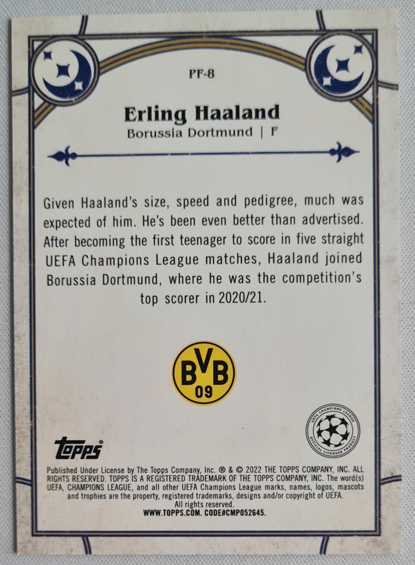 Erling Haaland - 2022 Topps Merlin Prophegy Fulfilled #PF-8 Borussia Dortmund BVB