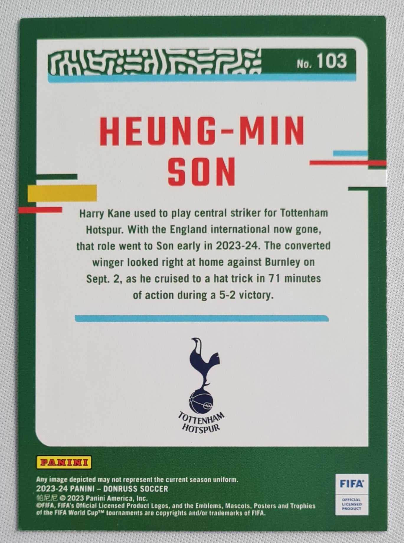 Heung-Min Son - 2023/24 Panini Donruss Soccer #103 Tottenham Hotspur FIFA Silver Cracked Ice