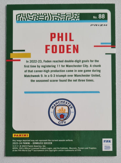 Phil Foden - 2023/24 Donruss Soccer #88 Prizm Manchester City FIFA Silver Velocity