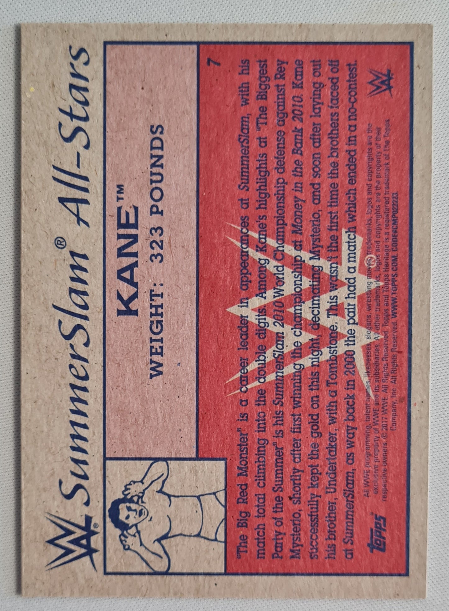 Kane - 2017 Topps Summer Slam All-Stars #7 "The Big Red Monster" - WWE Superstar