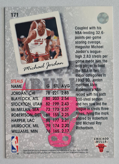 Michael Jordan - 1993 Upper Deck "Steals" NBA Basketball Chicago Bulls #171