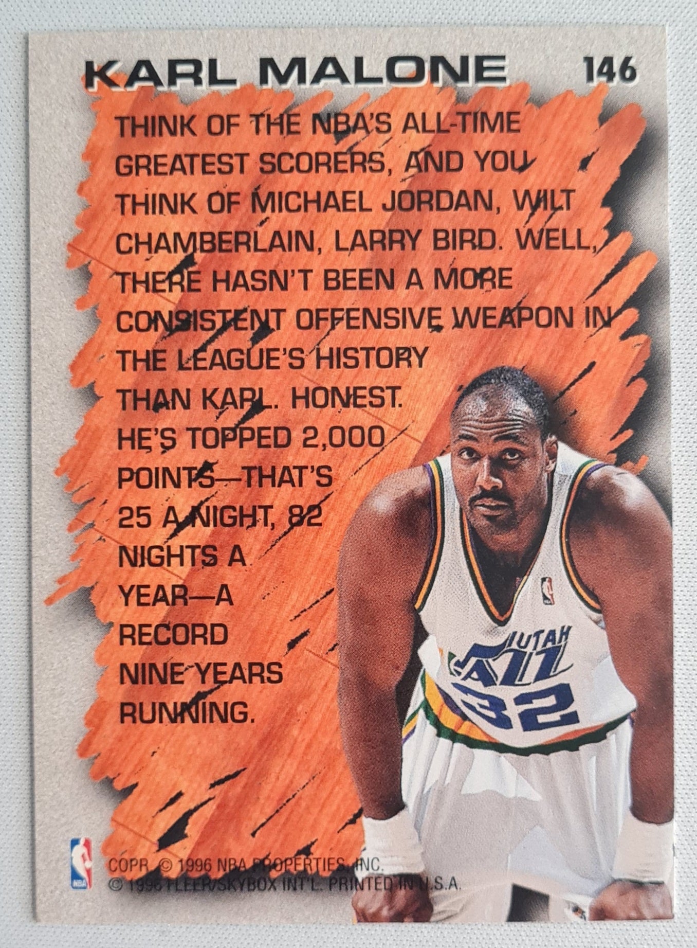 Karl Malone - 1996 Fleer/SKYBOX NBA Basketball Utah Jazz #146 - Hardwood Leader