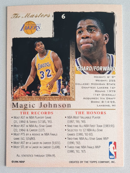 Magic Johnson - 1996 Topps NBA Basketball L.A. Lakers - The Masters #6 Topps Gallery