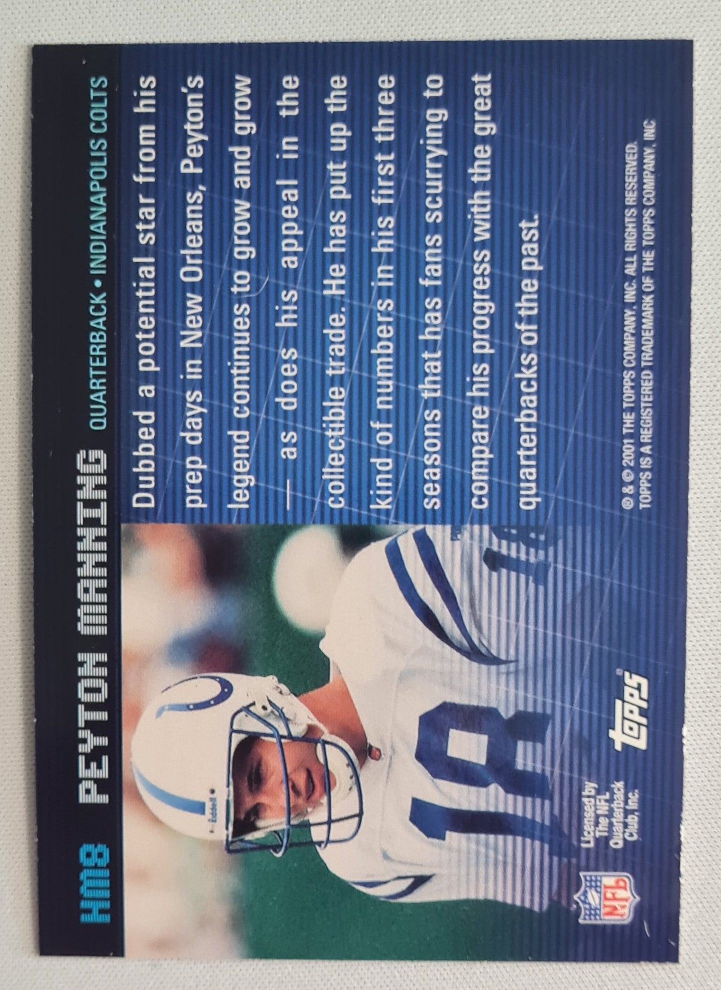 Peyton Manning - 2001 Topps HM8 Hobby Masters