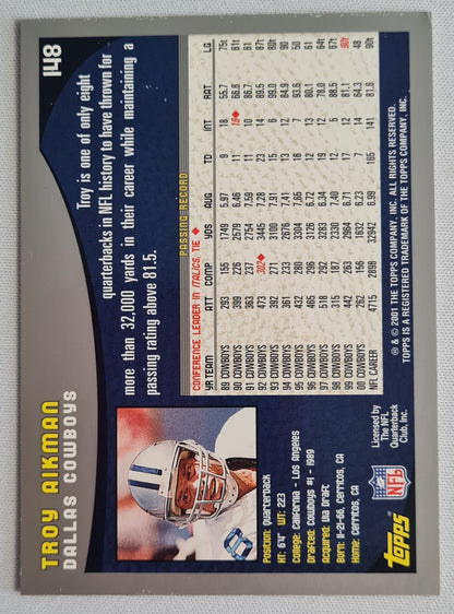Troy Aikman - 2001 Topps Dallas Cowboys NFL #148 - Legend QB HOF