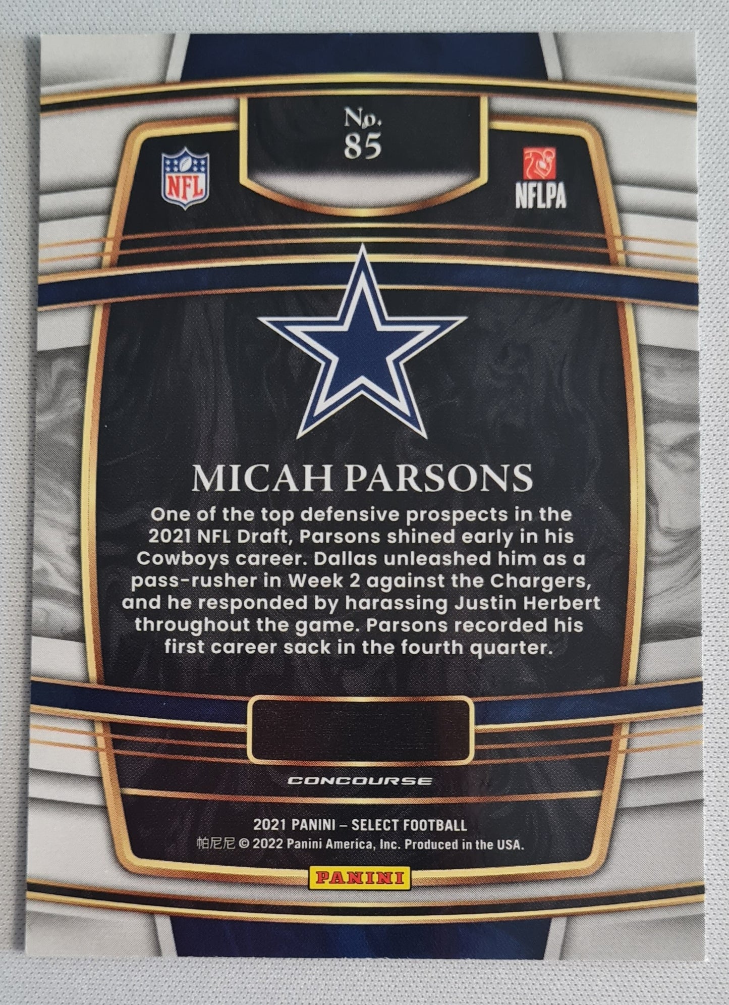 Micah Parsons - 2021 Panini Select Football Concourse NFL Dallas Cowboys #85 (RC)