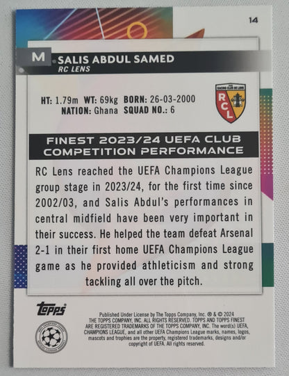 Salis Abdul Samed - 2024 Topps Finest RC Lens RCL #14 CL /150 Blue