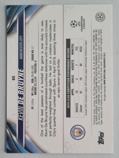 Kevin de Bruyne - 2024 Topps Chrome #85 Manchester City CL Aqua Prizm Refractor