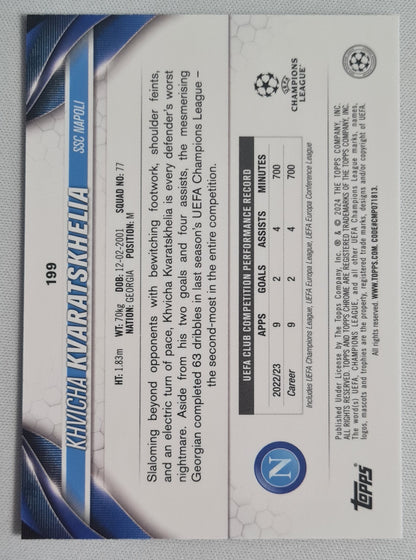 Khvicha Kvaratskhelia - 2024 Topps Chrome SSC Napoli #199 Aqua Prizm Refractor