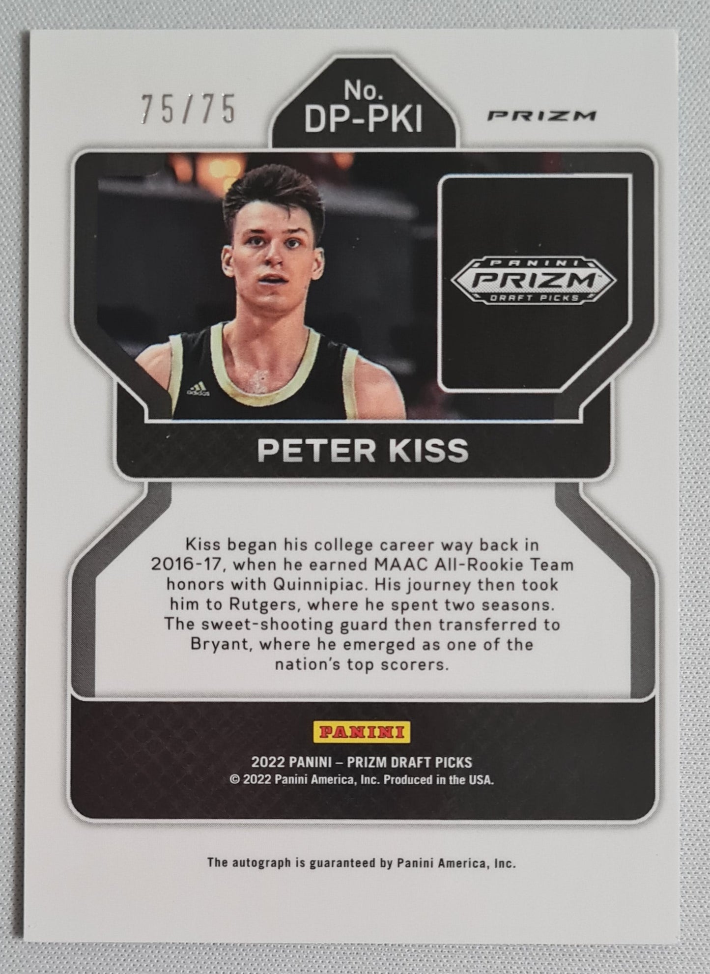 Peter Kiss - 2022 Panini Prizm Draft Picks /75 #DP-PKI Autograph Blue Ice
