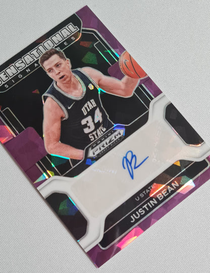 Justin Bean - 2022 Panini Prizm Draft Picks /99 #SS-JBE Sensational Signatures U STATE  - Purple Ice