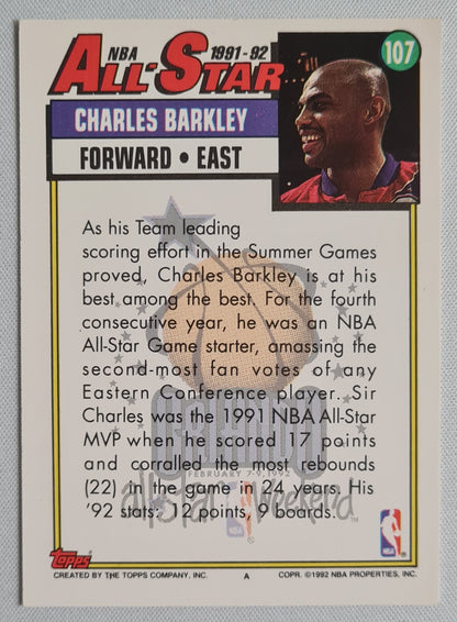 Charles Barkley - 1992 Topps NBA All Star #107 Forward - EAST