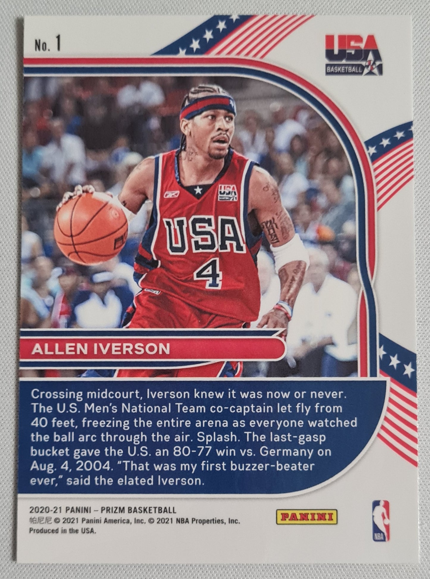 Allen Iverson - 2020 Panini Prizm Basketball #1 Team USA Basketball