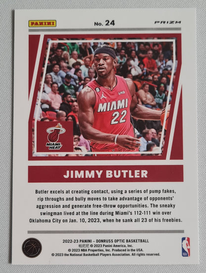 Jimmy Butler - 2022/23 Panini Donruss Optic Basketball #24 Prizm "Elite Dominators" Silver Discosparkle