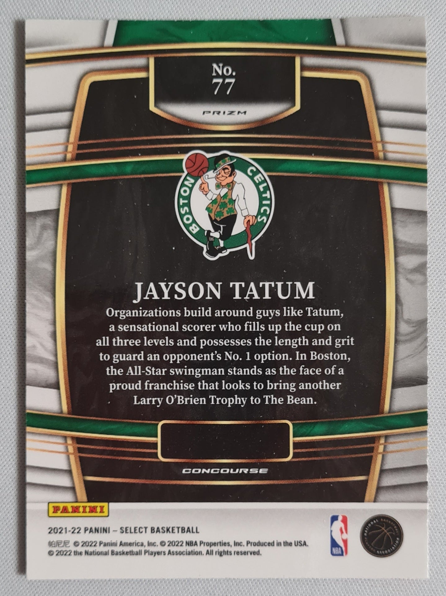 Jayson Tatum - 2021/22 Panini Select Basketball NBA Boston Celtics #77 Orange Shimmer Concourse