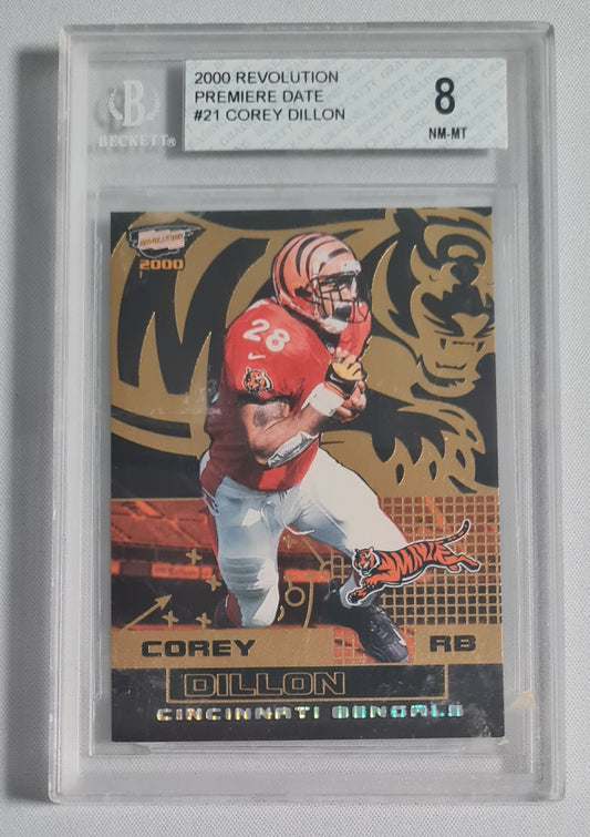 Corey Dillon - 2000 Revolution Premiere Date #21 Beckett 8 Cincinnati Bengals