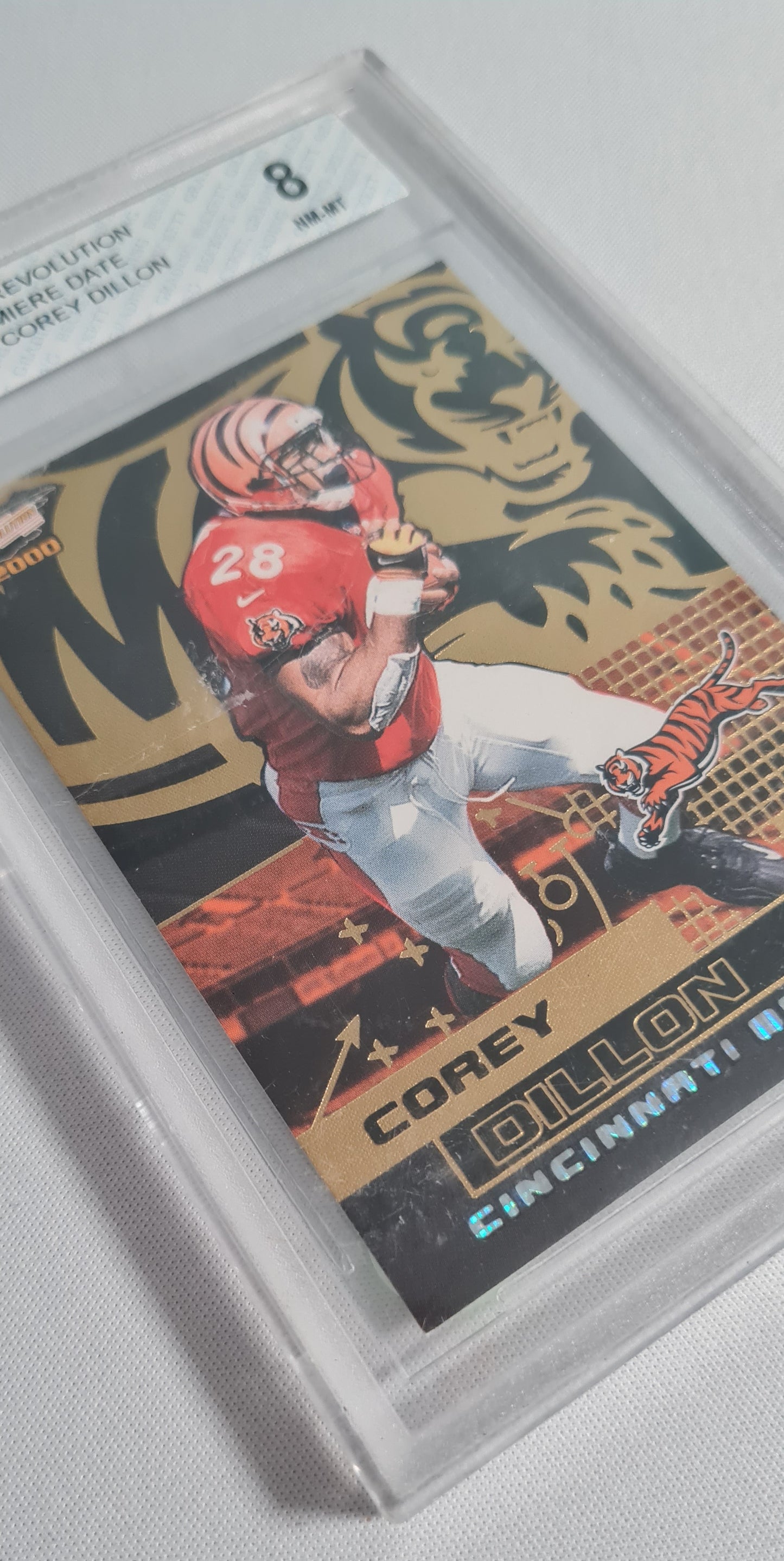 Corey Dillon - 2000 Revolution Premiere Date #21 Beckett 8 Cincinnati Bengals