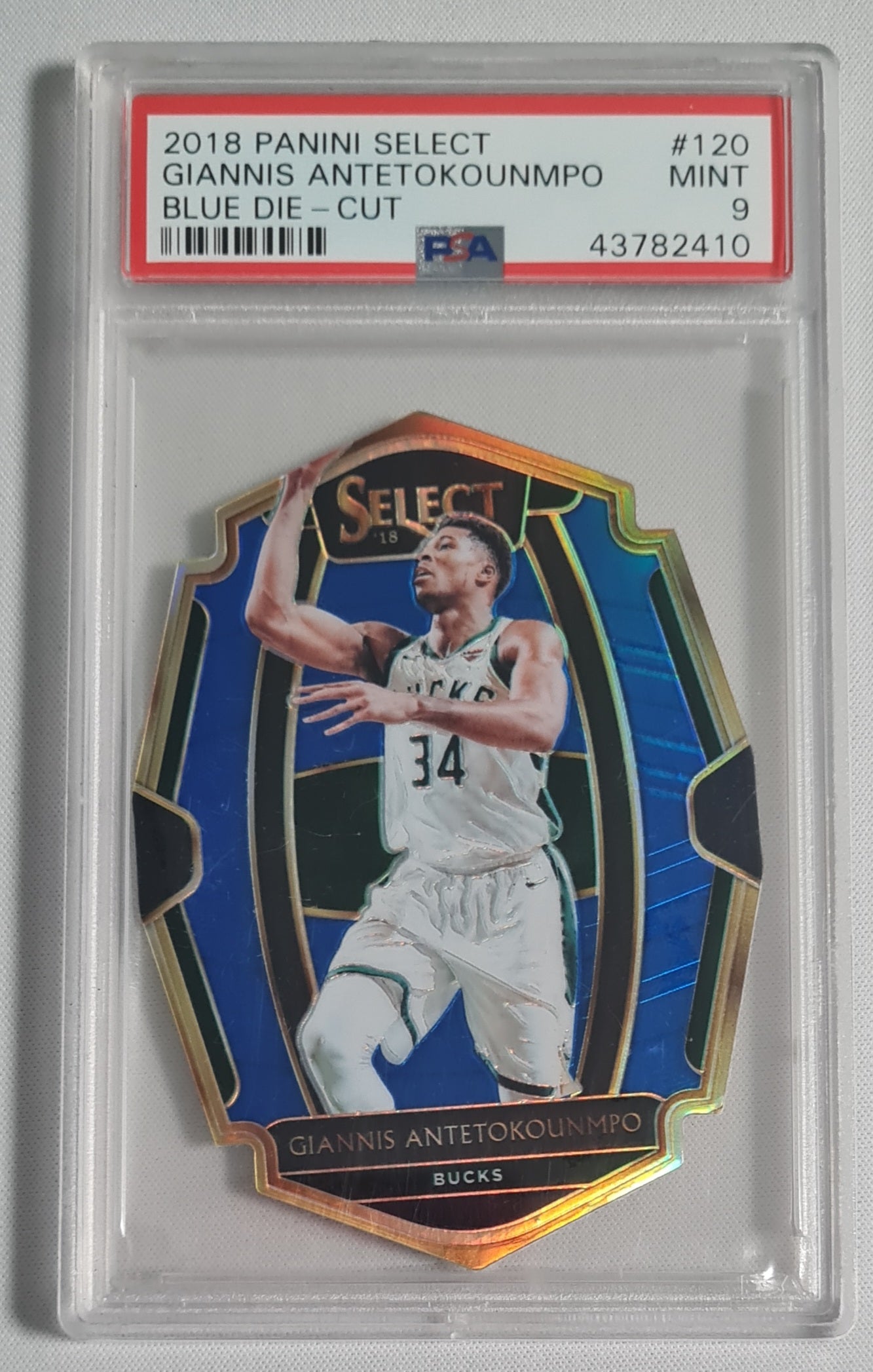 Giannis Antetokounmpo - 2018 Panini Select #120 Blue Die - Cut PSA 9