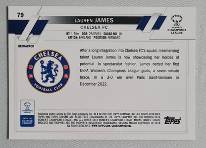 Lauren James - 2023 Topps Chrome #79 Chelsea FC Champions League Refractor
