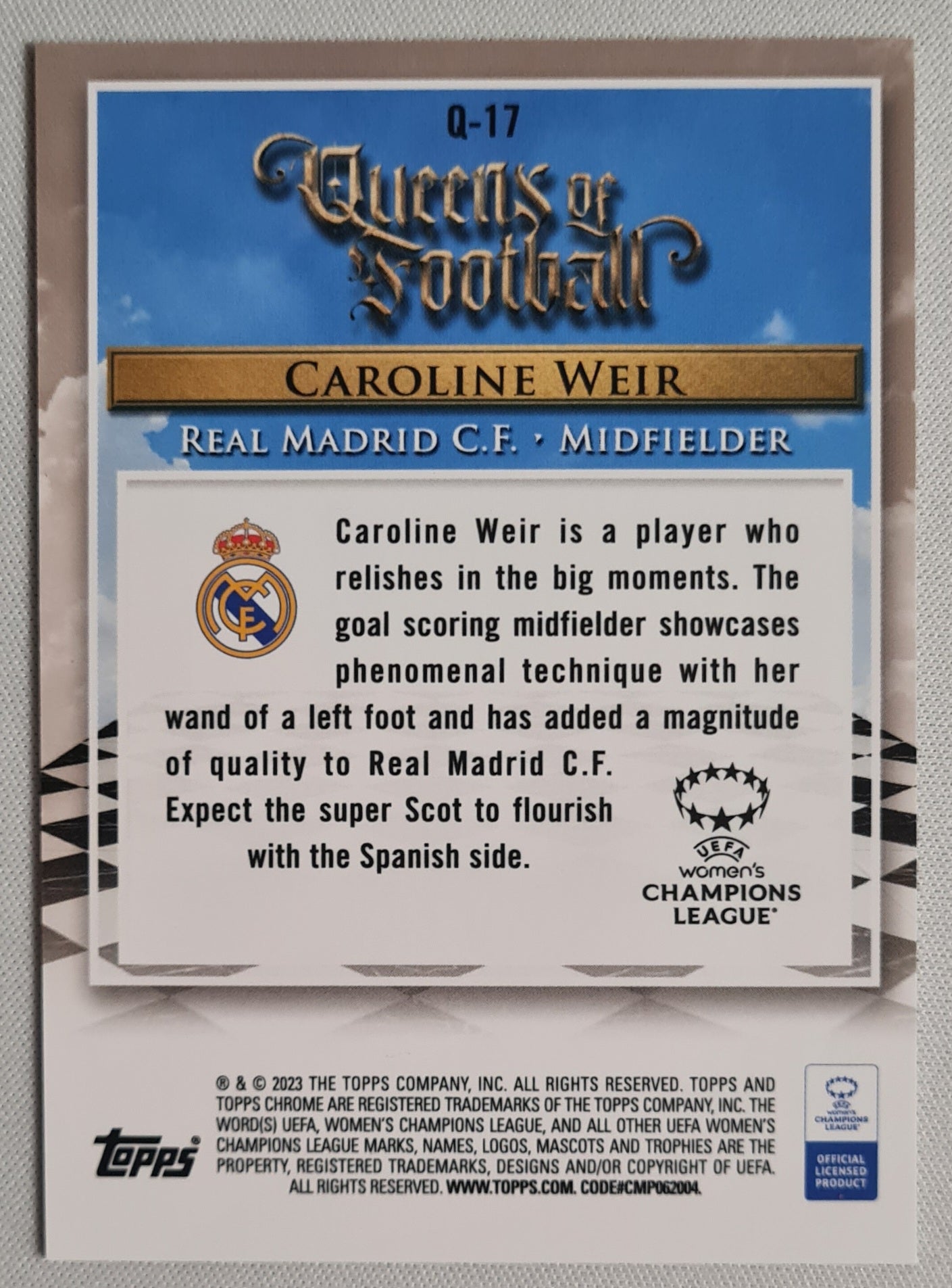 Caroline Weir - 2023 Topps Chrome Q-17 Queen of Football Real Madrid C.F. (CL)