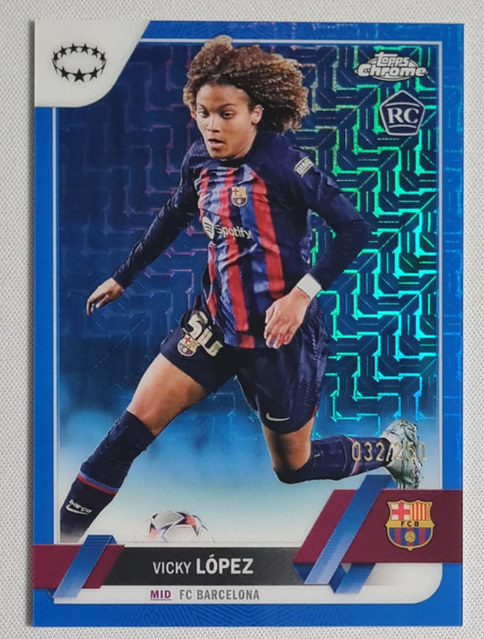 Vicky Lopez - 2023 Topps Chrome #2 FC Barcelona Women Champions League /250 Blue Refractor