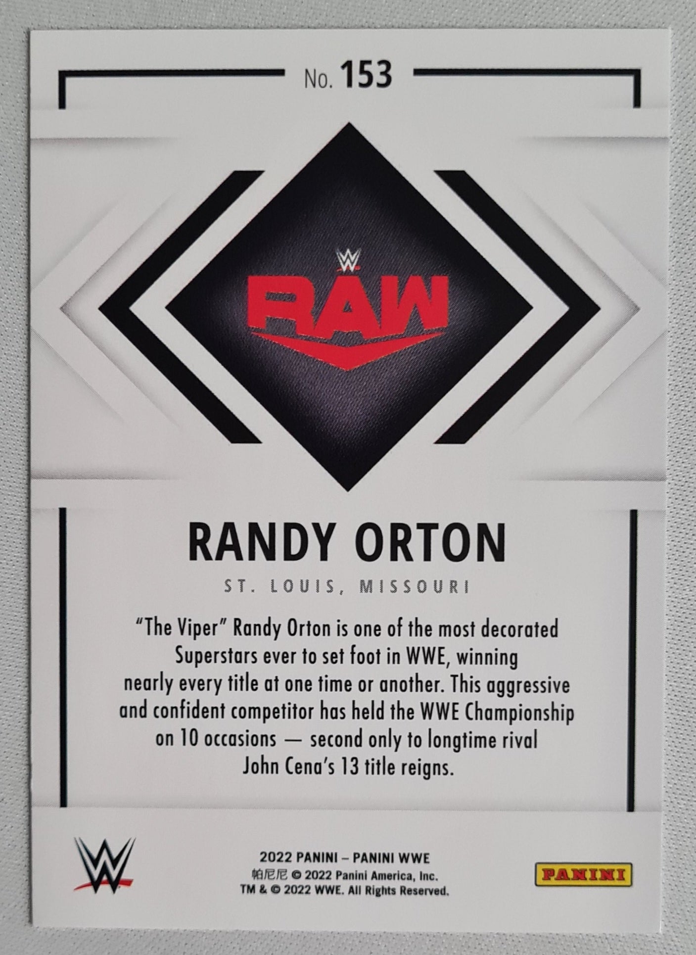 Randy Orton - 2022 Panini WWE RAW #153 Wrestling Champions