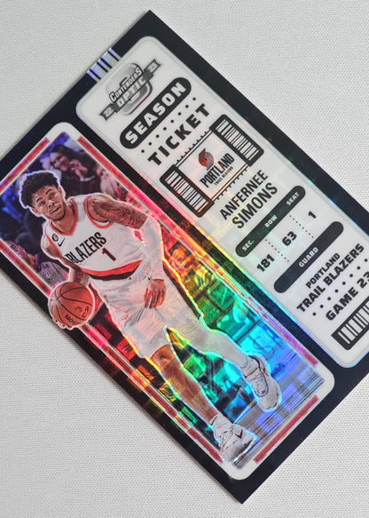 Anfernee Simons - 2022 Panini Contender Optic Basketball #85 Portland Trail Blazers Season Ticket BLACK Pandora