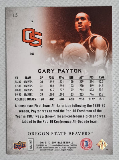 Gary Payton - 2012 Upper Deck Spa Basketball #15 Oregon State Beavers