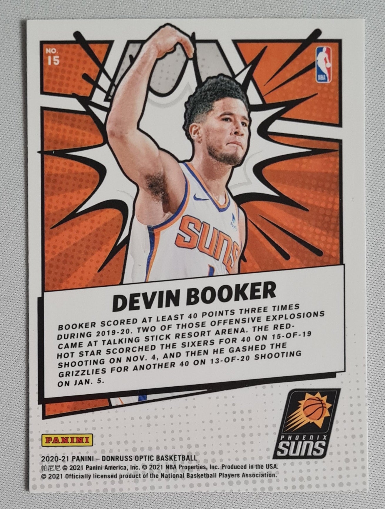 Devin Booker - 2020/21 Panini Donruss Optic Basketball #15 NBA Suns MY HOUSE!