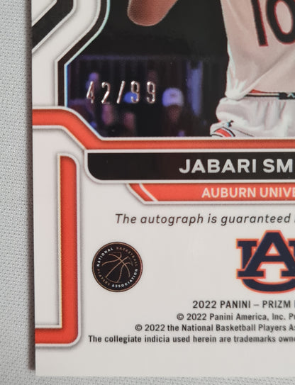 Jabari Smith Jr. - 2022 Panini Draft Picks Basketball #CP-JSM Prizm AU Autograph /99