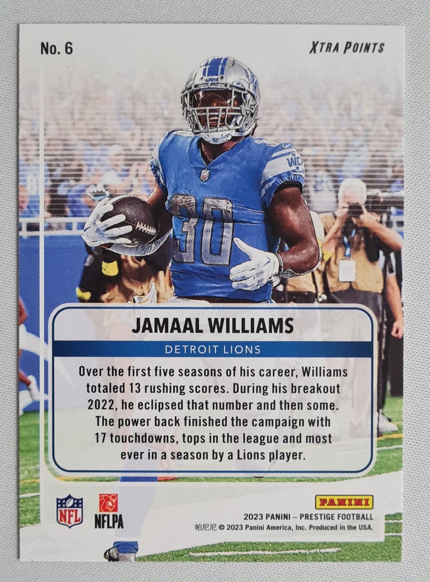Jamaal Williams - 2023 Panini Prestige Football #6 Xtra Points - NFL Detroit Lions "For the Record"