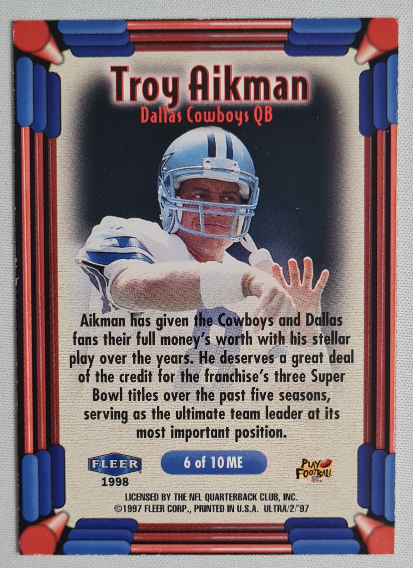 Troy Aikman - 1997/98 Fleer Ultra "The Main Event" Dallas Cowboys QB