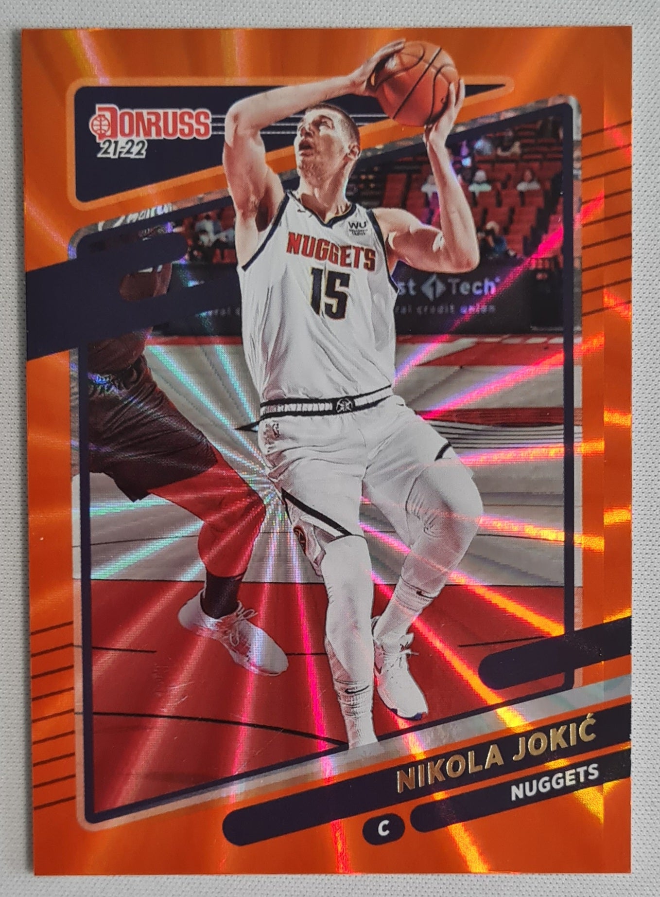 Nikola Jokic - 2021/22 Panini Donruss Basketball #28 NBA Denver Nuggets Holo Orange Laser