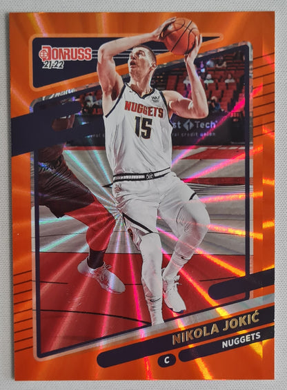 Nikola Jokic - 2021/22 Panini Donruss Basketball #28 NBA Denver Nuggets Holo Orange Laser