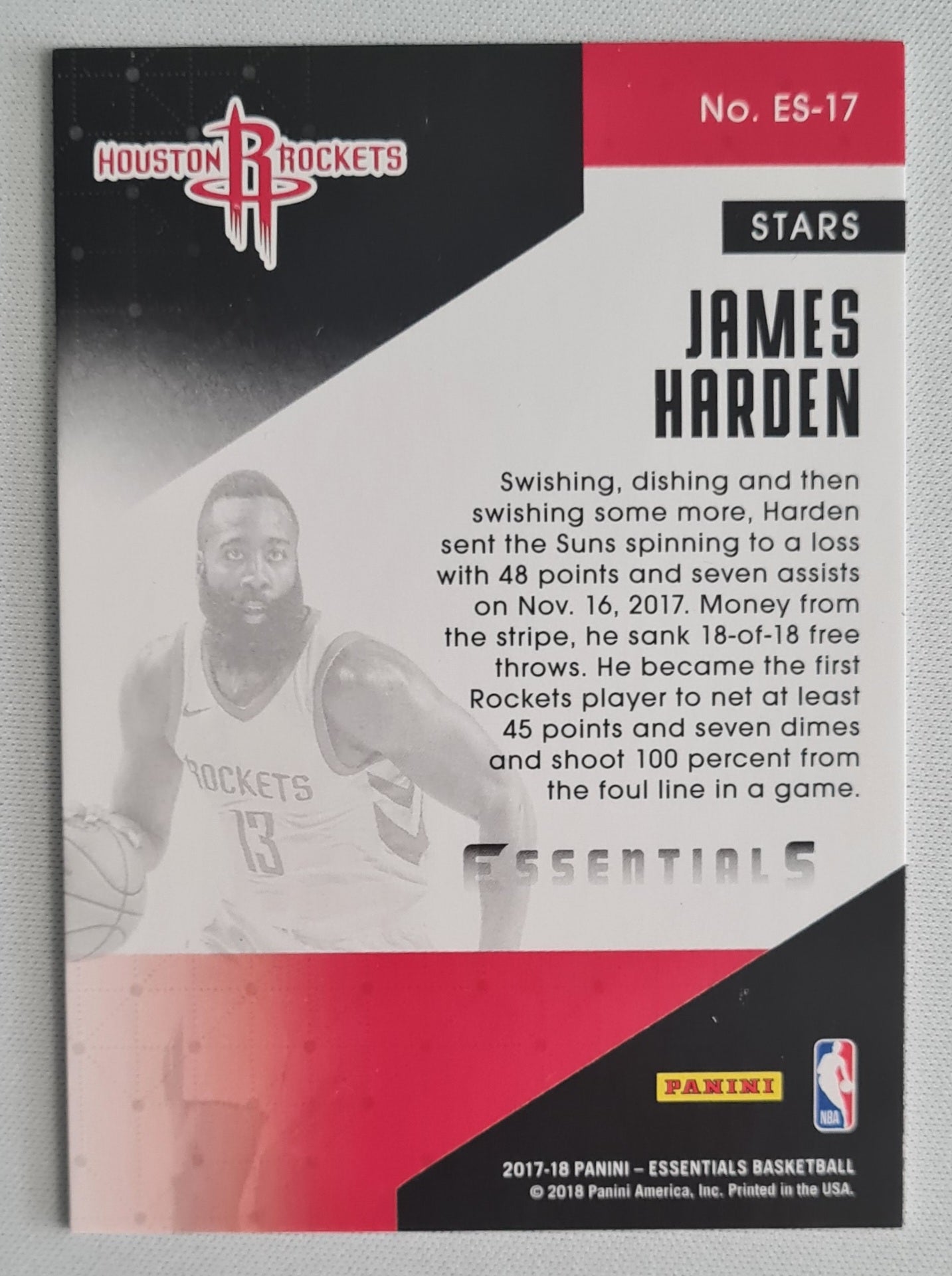 James Harden - 2017/18 Panini Essentials "Stars" Basketball #ES-17 Houston Rockets - Holo