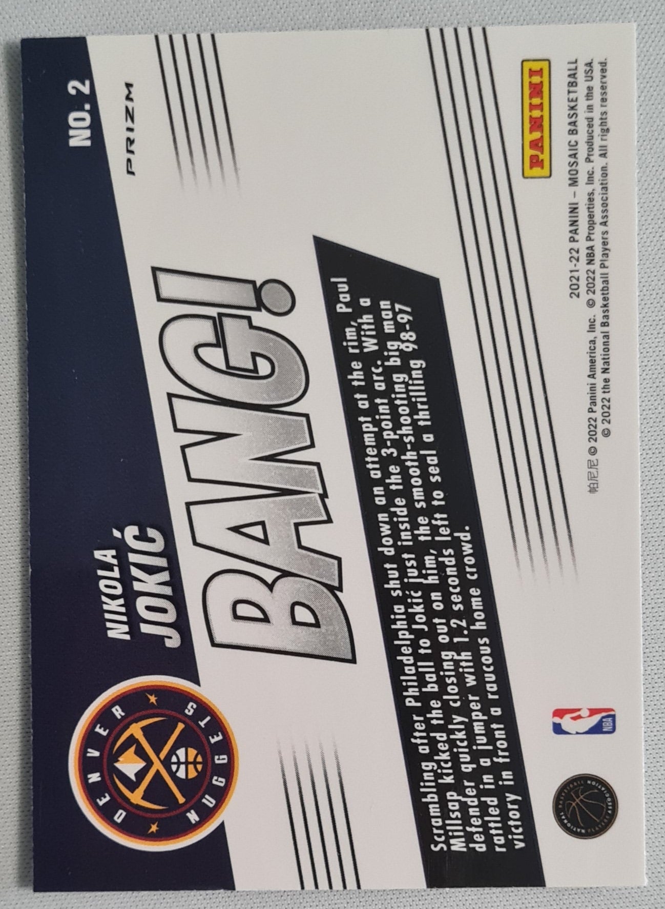 Nikola Jokic - 2020/21 Panini Mosaic Basketball #2 BANG!