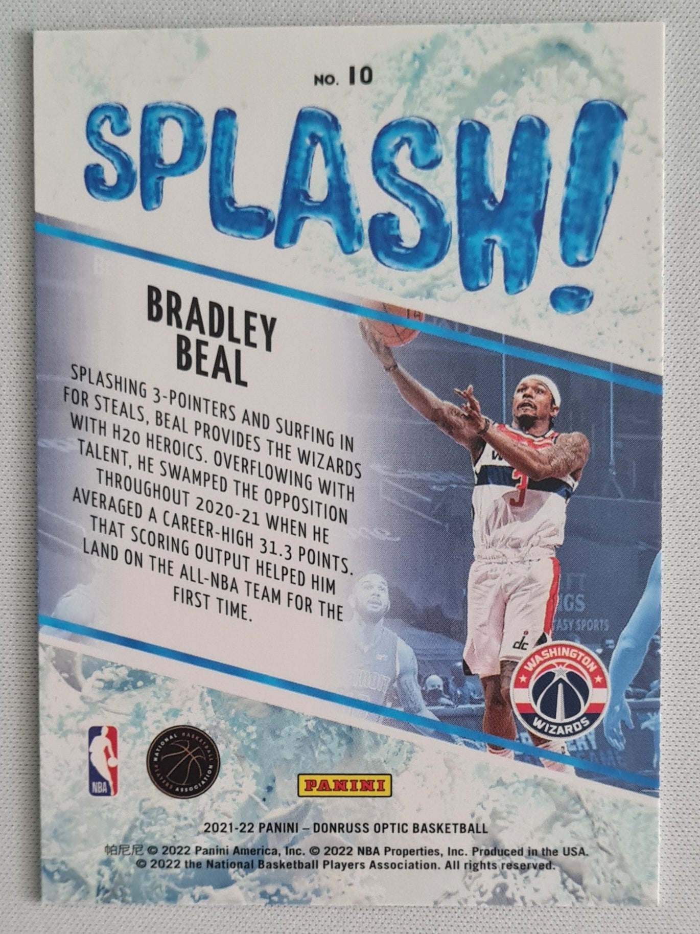 Bradley Beal - 2021/22 Panini Donruss Optic Basketball #10 "Splash!" NBA Washington Wizards