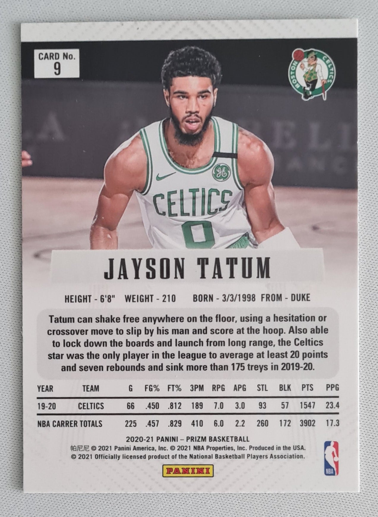 Jayson Tatum - 2020/21 Panini Prizm Basketball #9 NBA Boston Celtics