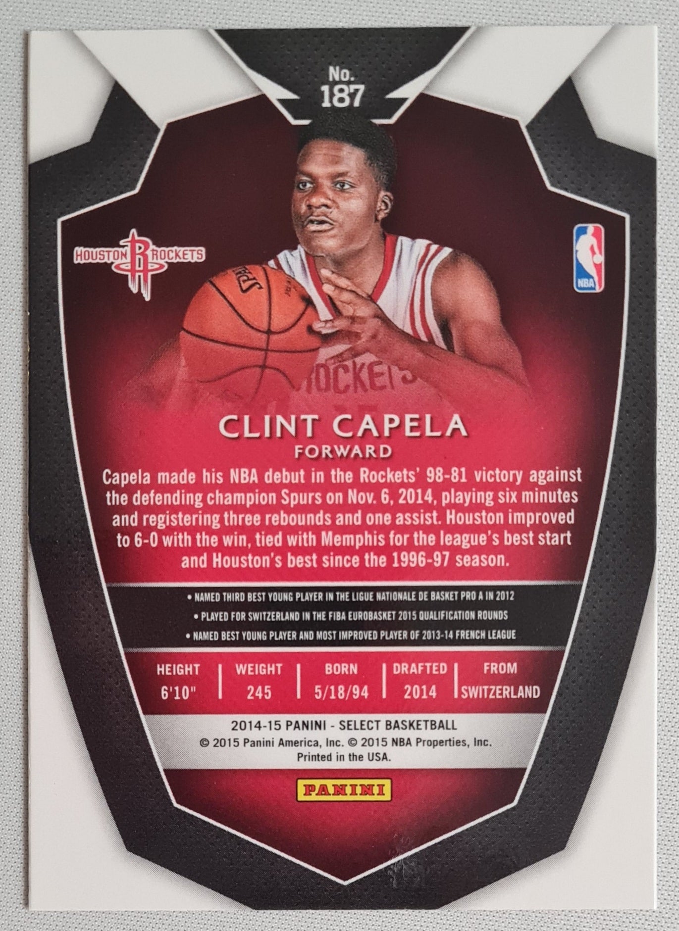 Clint Capela - 2014/15 Panini Select Basketball #187 (RC) NBA Houston Rockets