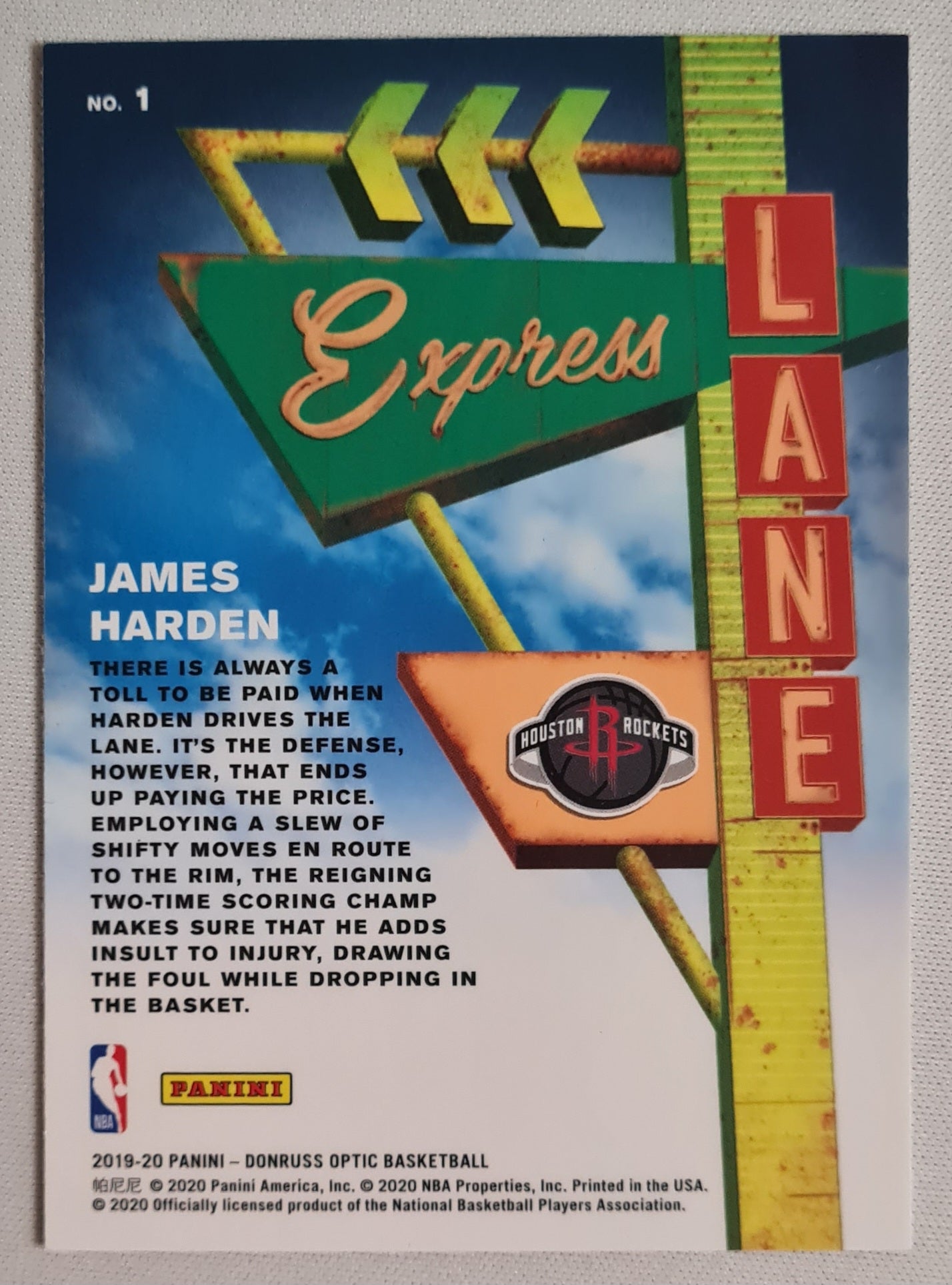 James Harden - 2019/20 Panini Donruss Optics basketball #1 "Express Lane" NBA Houston Rockets