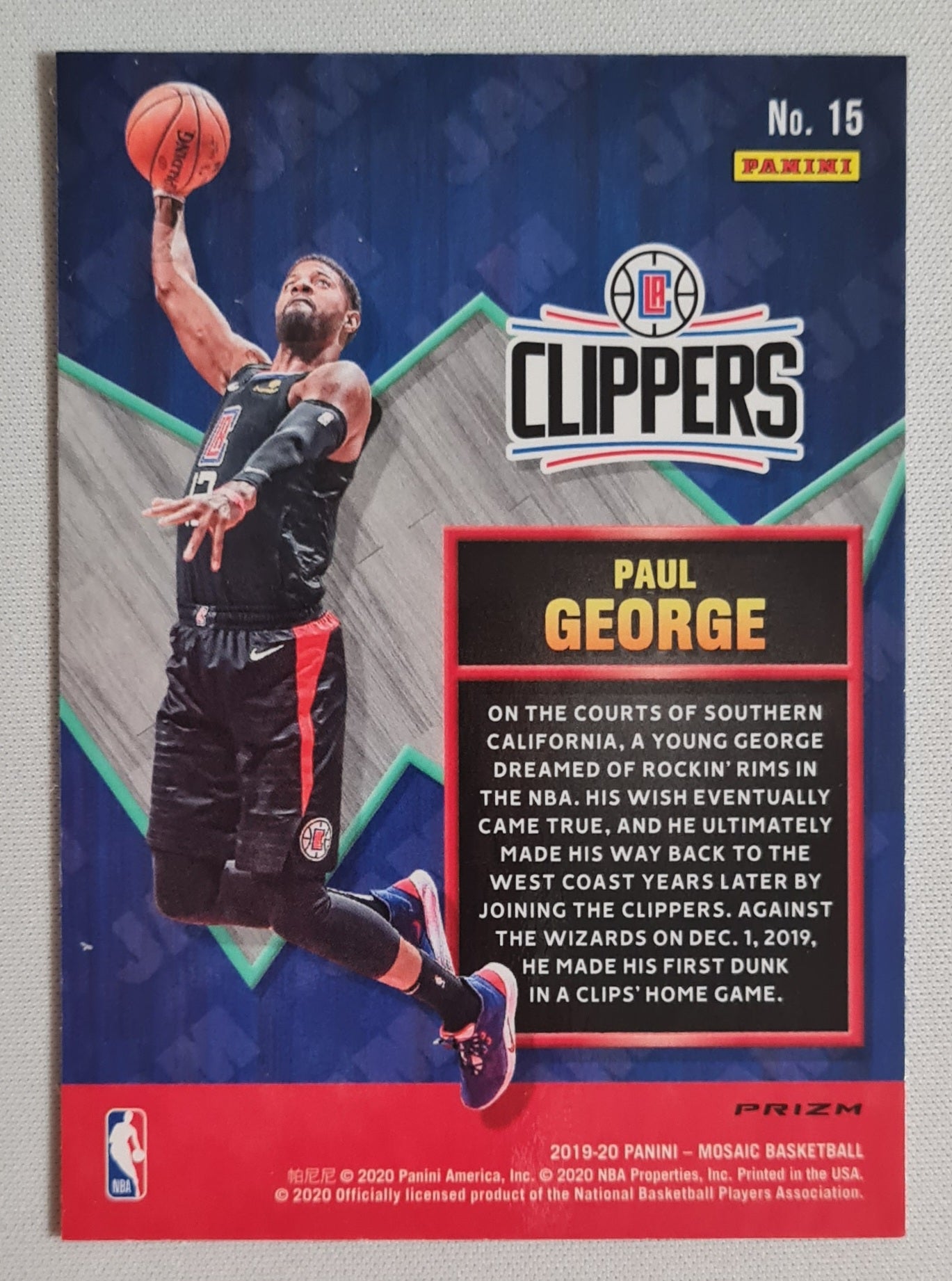 Paul George - 2019/20 Panini Mosaic Basketball #15 "Jam Masters" NBA Clippers - Green Mosaic Prizm
