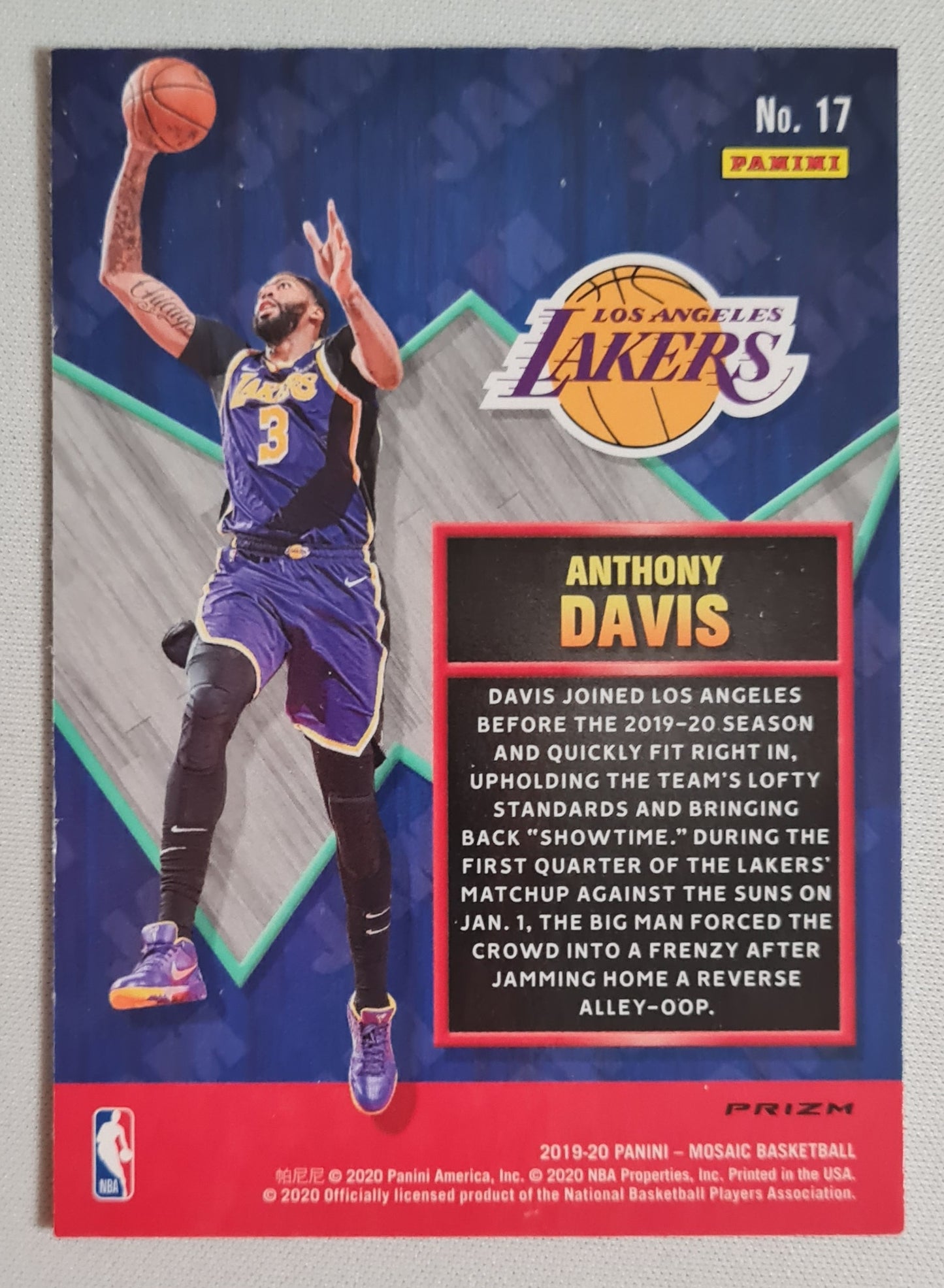 Anthony Davis - 2019/20 Panini Mosaic Prizm #17 "Jam Masters" NBA Los Angeles Lakers - Green Mosaic