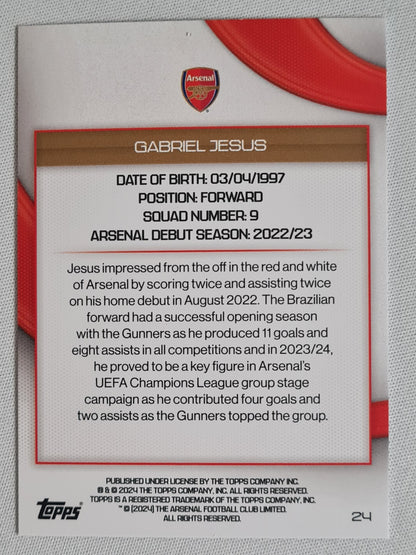 Gabriel Jesus - 2024 Topps #24 Arsenal FC