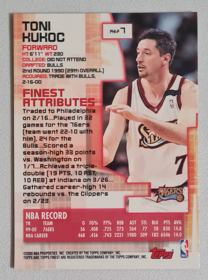 Toni Kukoc - 2000 Topps Finest #PHI-F 7 NBA 76ers