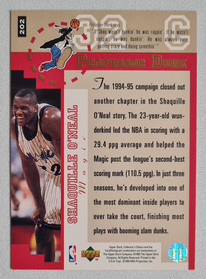 Shaquille O'Neal - 1995 Upper Deck Collectors Choice #202 Professor Dunk NBA Orlando Magic