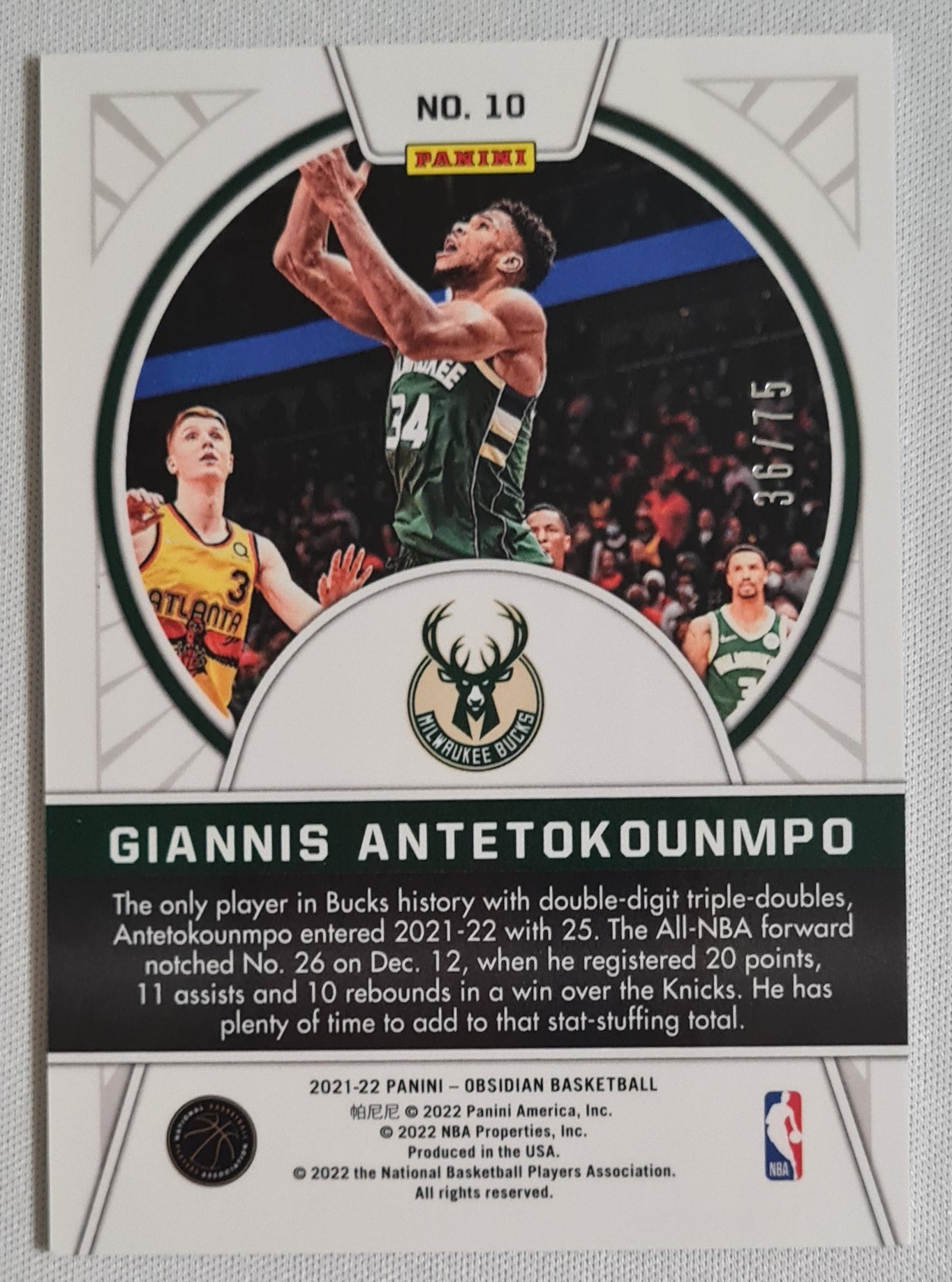 Giannis Antetokounmpo - 2021 Obsidian Tunnel Vision Electric Etch Purple /75 #10