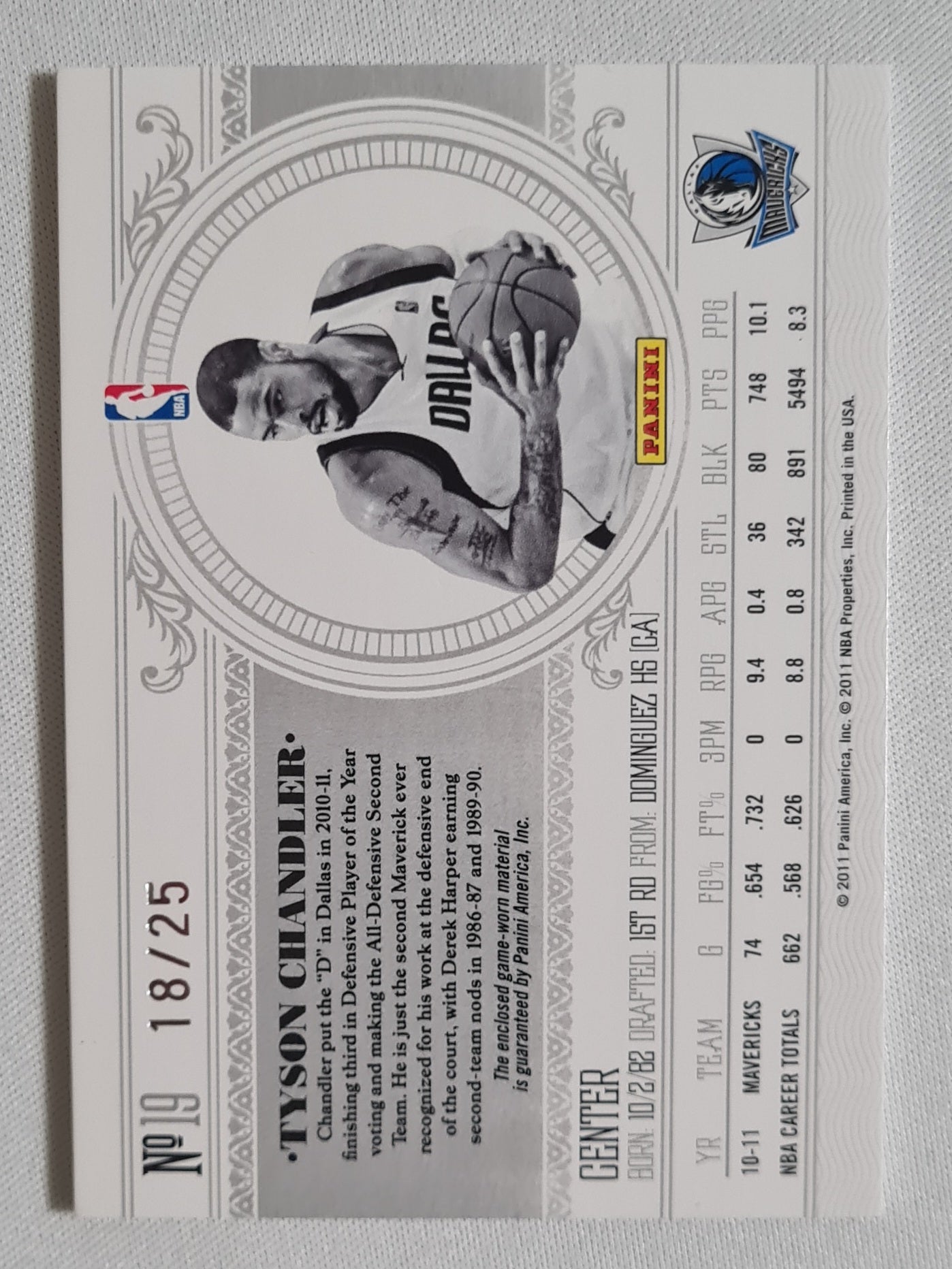 2010-11 Playoff National Treasures /25 Patch Tyson Chandler #19