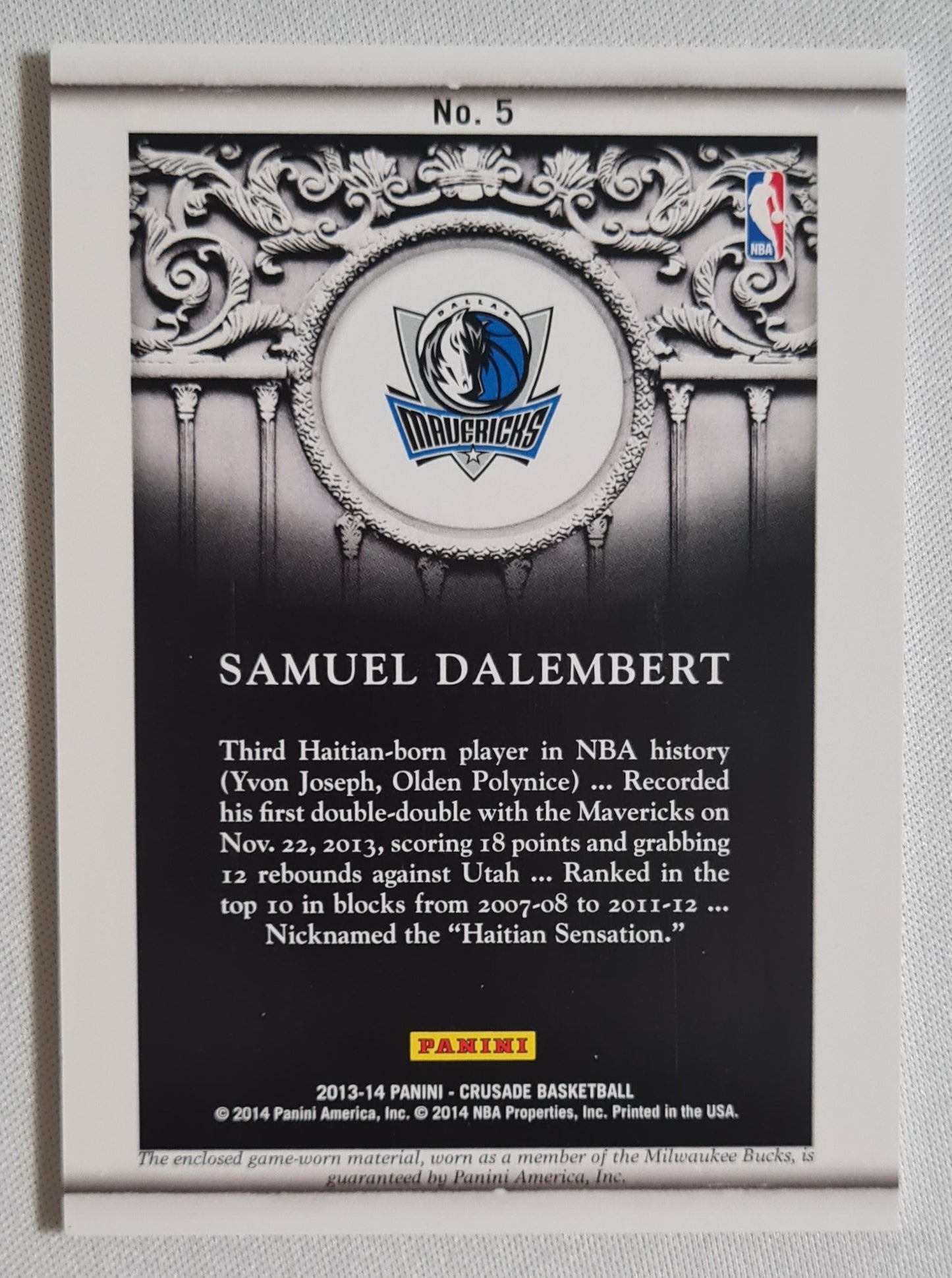 Samuel Dalembert - 2013/14 Panini Crusade Basketball #5 /299 + Patch