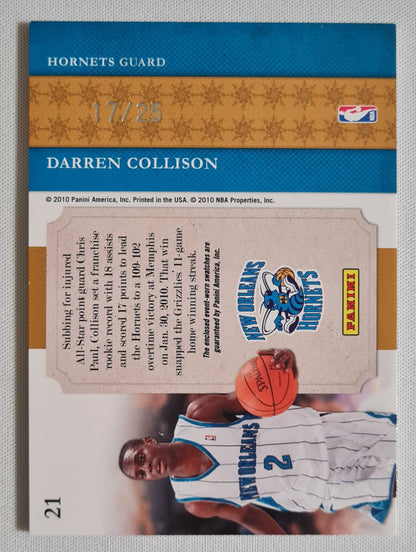 Darren Collison - 2010 Panini National Treasure NBA (Playoff) Gear #21 /Patch - Hornets /25