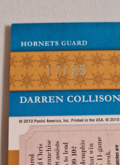 Darren Collison - 2010 Panini National Treasure NBA (Playoff) Gear #21 /Patch - Hornets /25